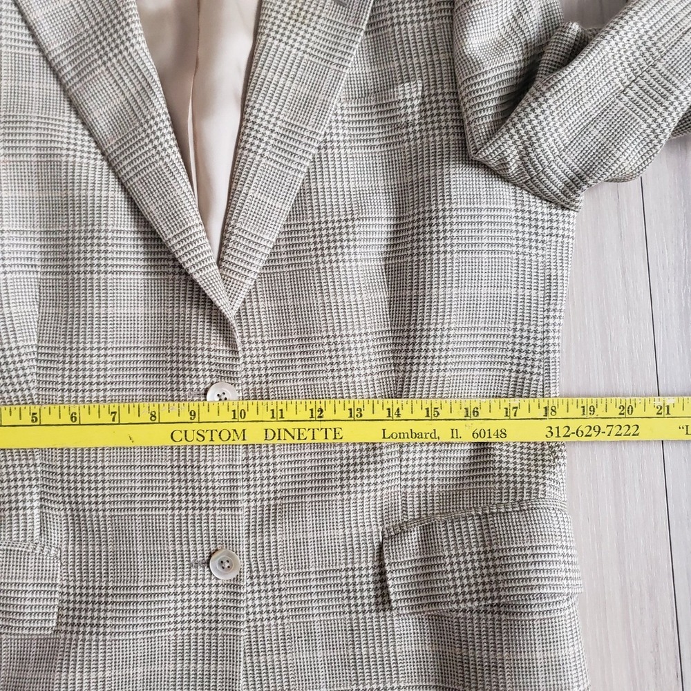 Brooks Brothers Blazer Women 10 Silk Wool Linen Houndstooth Jacket Made in Italy - Picture 5 of 11